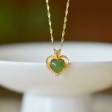 An Exquisite Sterling Silver-Gold Plated Inlaid Jasper Pendant