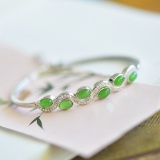 An Exquisite Sterling Silver Inlaid Jasper Bangle