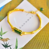An Exquisite Sterling Silver-Gold Plated Inlaid Jasper Bangle