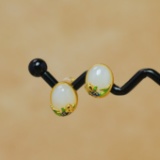 Exquisite Sterling Silver-Gold Plated Inlaid White Jade Earrings