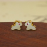 Exquisite Sterling Silver-Gold Plated Inlaid White Jade Earrings