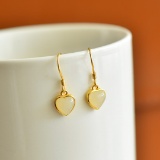 A Pair of Exquisite Sterling Silver-Gold Plated Inlaid White Jade Earrings