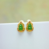 Exquisite Sterling Silver-Gold Plated Inlaid Jasper Earrings