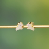 Exquisite Sterling Silver-Gold Plated Inlaid White Jade Earrings