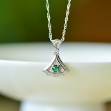 An Exquisite Sterling Silver Inlaid Jadeite Pendant
