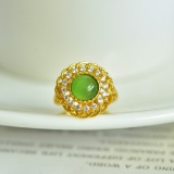 Exquisite Sterling Silver-Gold Plated Inlaid Jasper Ring