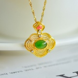 Exquisite Sterling Silver-Gold Plated Inlaid Jasper Pendant