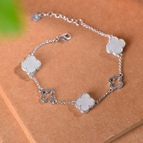 Exquisite Sterling Silver Inlaid White Jade Bracelet