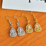 A Pair of Exquisite Sterling Silver Inlaid White Jade Earrings
