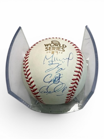 2017 World Series Autographed Baseball + Correa Parallel Cards