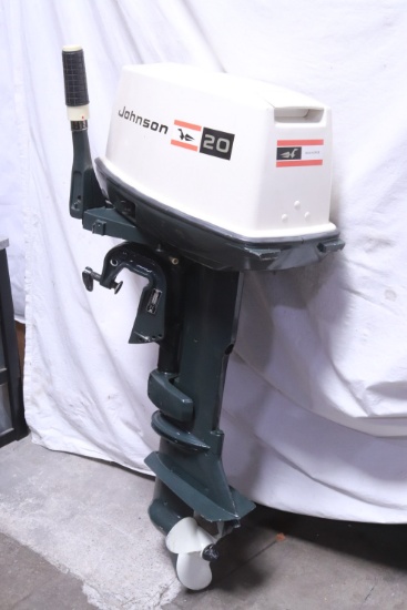 A Johnson outboard 20 HP boat motor