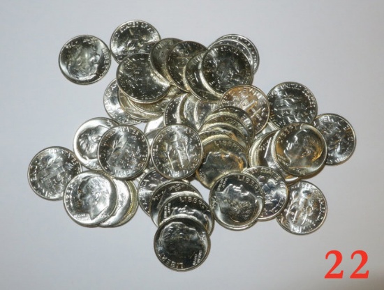 Full Roll (50) of Gem BU Silver Roosevelt Dimes