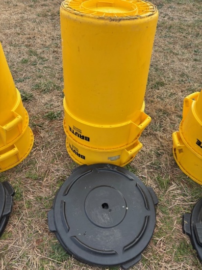 QTY (2) RUBBERMAID BRUTE YELLOW REFUGE STORAGE CAN