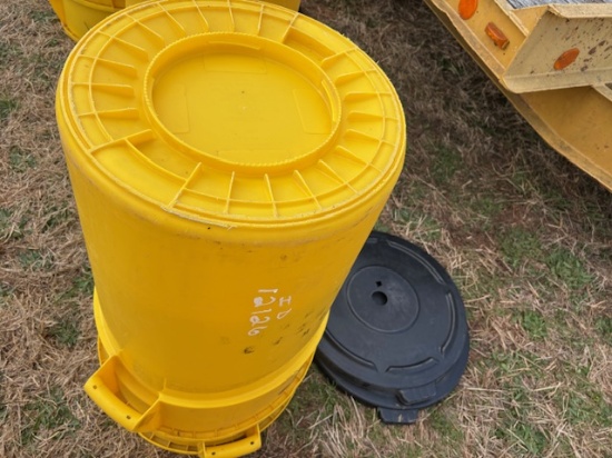 QTY (2) RUBBERMAID BRUTE YELLOW REFUGE STORAGE CAN