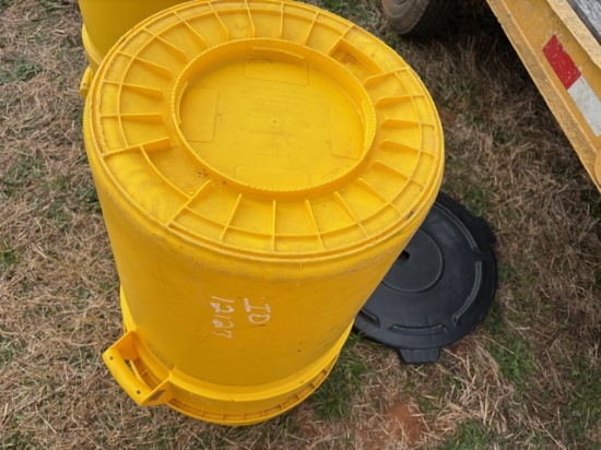 QTY (2) RUBBERMAID BRUTE YELLOW REFUGE STORAGE CAN