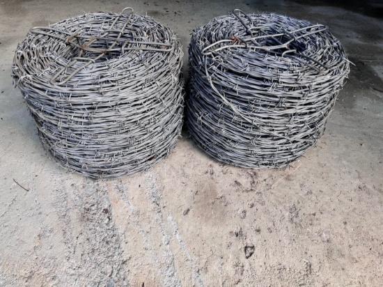 (2) COMPLETE ROLLS BARBED WIRE,