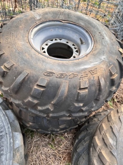QTY (2) ATV TIRES MOUNTED ON RIMS,