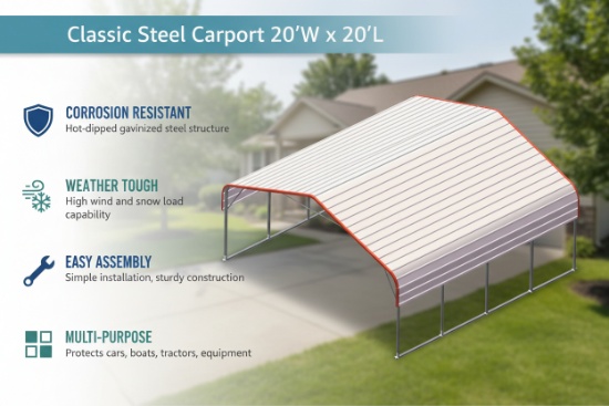 Unused Steel Carport M2020 (Location: Elkton, MD)