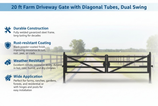 Unused Farm Metal Driveway Gate 20' (Location: Elkton, MD)