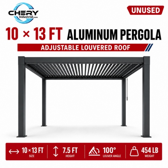 Unused Aluminum Pergola Kit with Adjustable Roof 10 x 13 ft