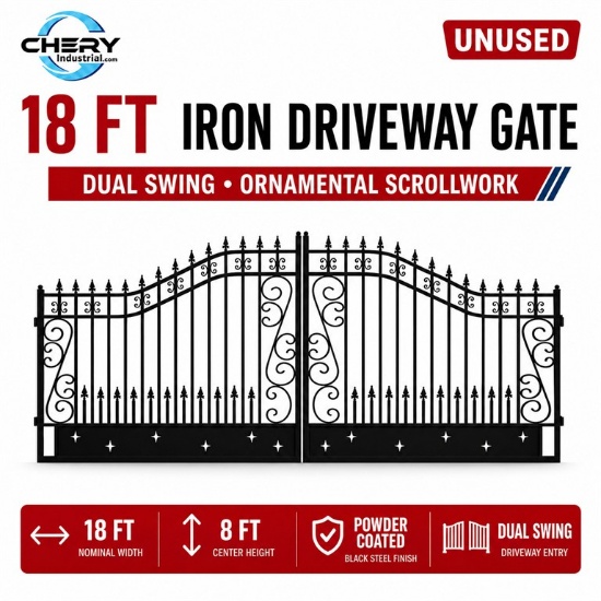 Unused 18ft Iron Gate, Artwork horse in the Middle with Paper Edge Protector