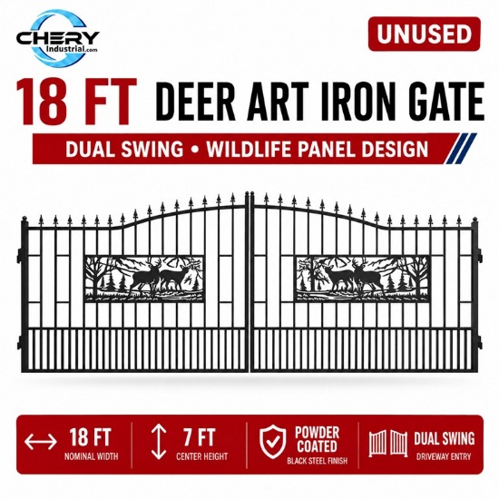 Unused iron gate 18ft Deer in rectangular figure with Paper Edge Protector