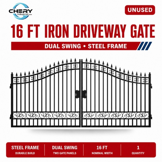 Unused 16ft lron Gate. General Style. no decor with Paper Edge Protector