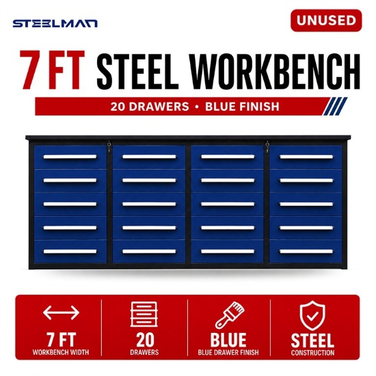 Unused Work Bench 7FT-20D. Blue