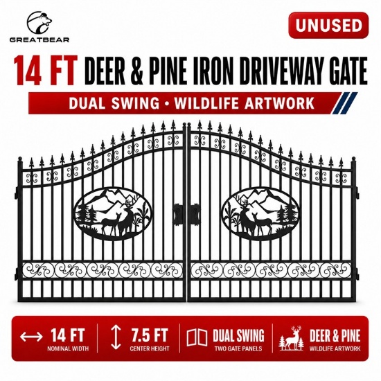 Unused Iron Gate 14' - Deer & Pine (Deer Decor) with Paper Edge Protector