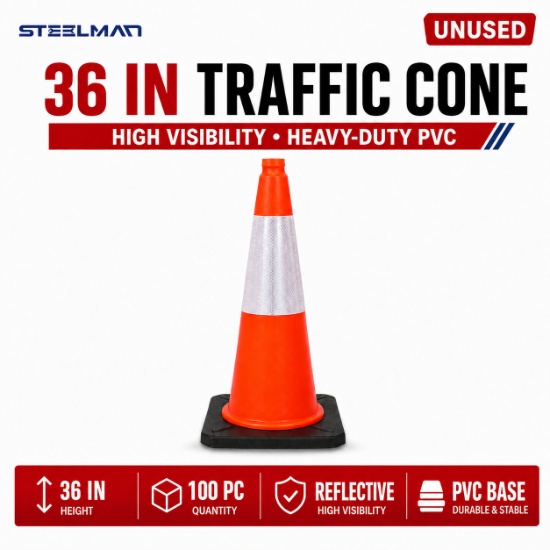 Unused SUIHE-TC-PVC90B 36in TRAFFIC CONE 100 pc