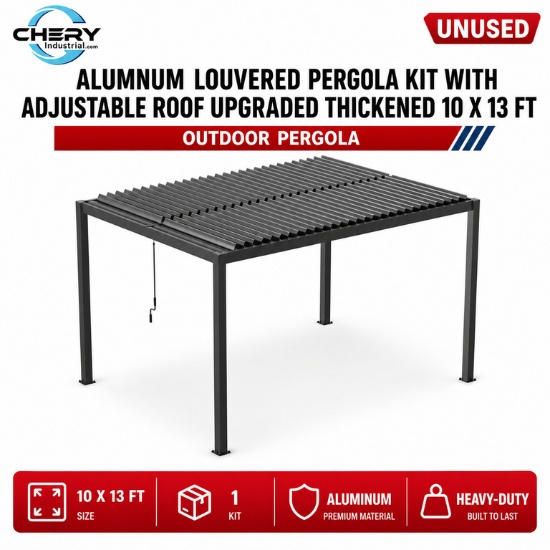 Unused Aluminum Louvered Pergola Kit with Adjustable Roof Upgraded Thickened 10 ft x 13 ft