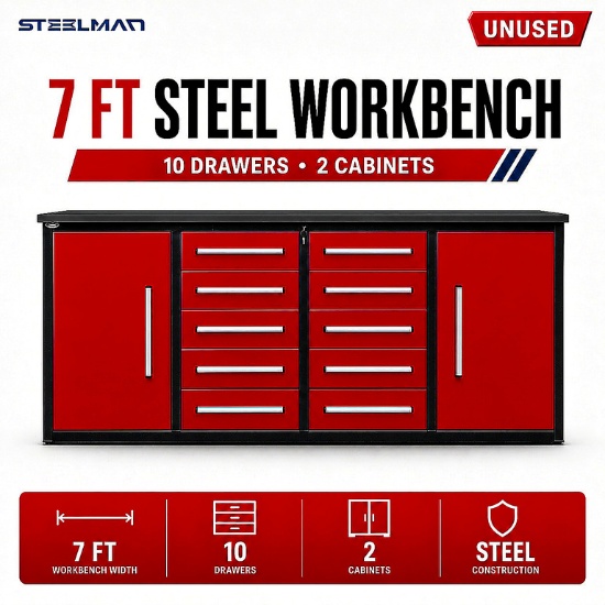 Unused Work Bench 7FT-10D-2 Red