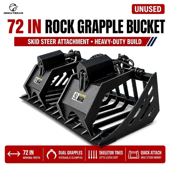 Unused Skid Steer Rock Grapple Bucket 72"
