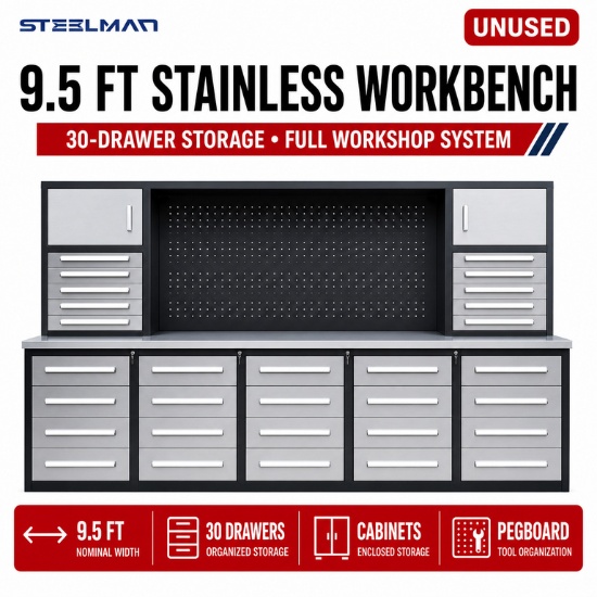 Unused Work Bench H9.5FT-30D-01B Stainless Steel