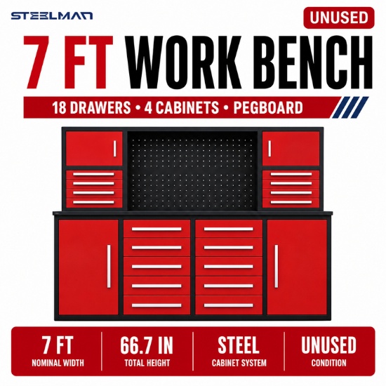 Unused Work Bench 7FT-18D Red