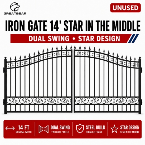Unused Iron gate 14' Star in the middle