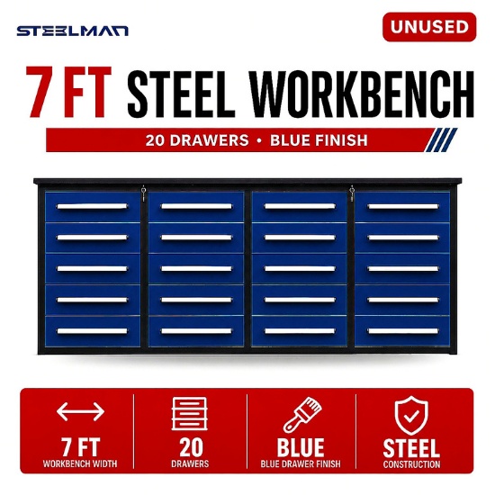 Unused Work Bench 7FT-20D. Blue