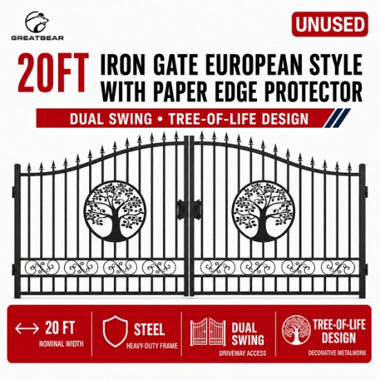 Unused 20ft Iron Gate European Style with Paper Edge Protector