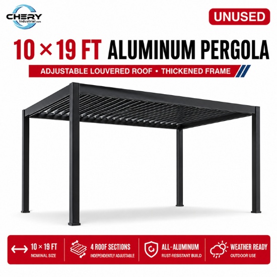 Unused Upgraded Aluminum Pergola Kit Thickened Louvered Extension 10 x 19 ft