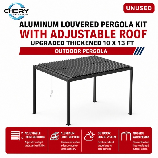 Unused Aluminum Louvered Pergola Kit with Adjustable Roof Upgraded Thickened 10 x 13 ft