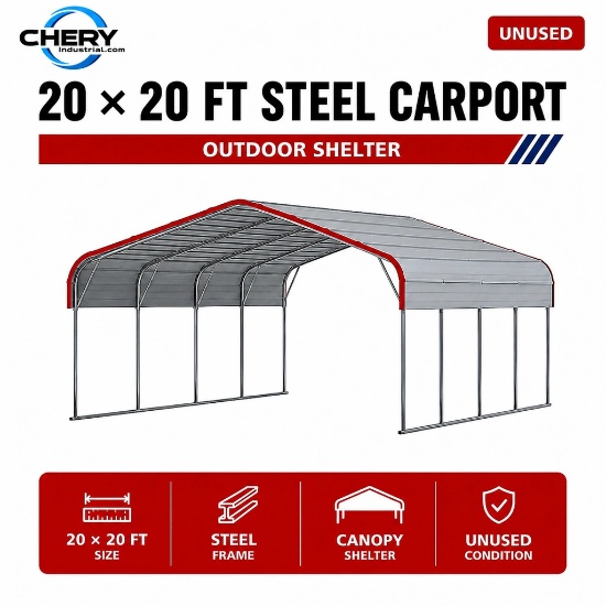 Unused Steel Carport 20x20ft Arch space