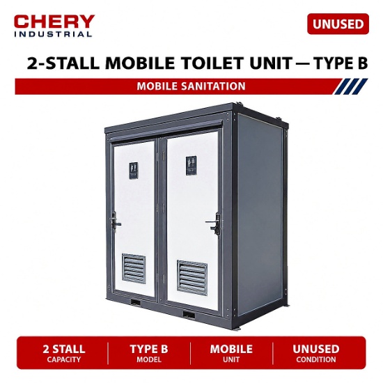 Unused 2-Stall Mobile Toilet – Type B, 51" × 85" × 93", White