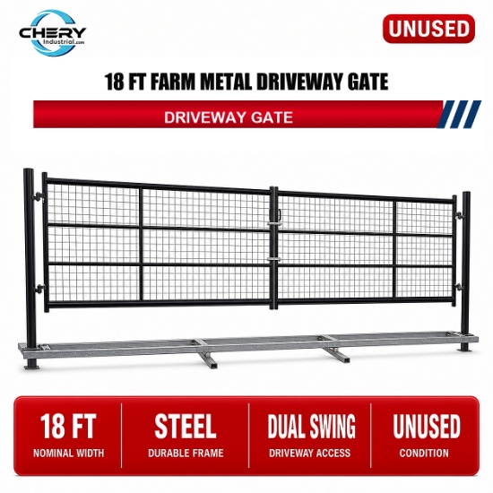 Unused Farm Metal Driveway Gate TM18. Grid iron gate 18'