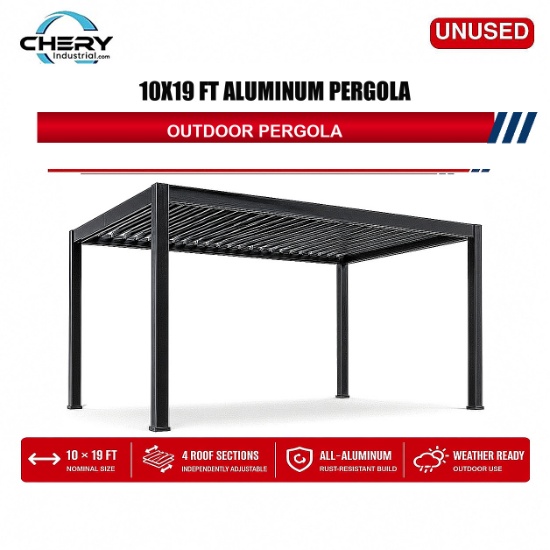 Unused Upgraded Aluminum Pergola Kit Thickened Louvered Extension 10 x 19 ft