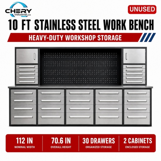 Unused Work Bench 10FT-30D(High) Stainless Steel