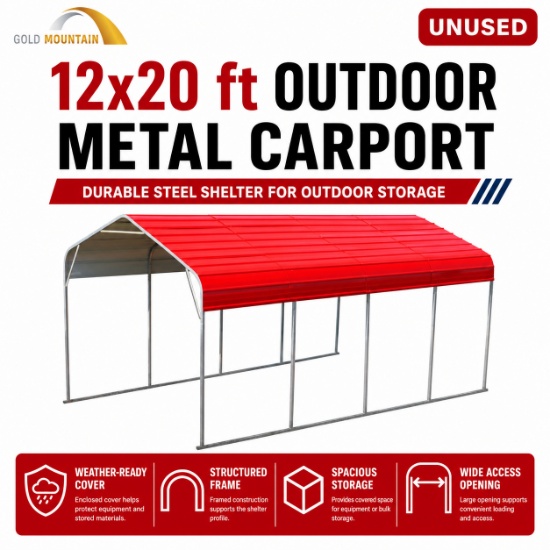 Unused Steel Carport 12x20ft 1.525m Arch space