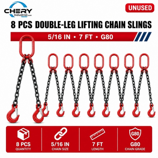 Unused 8PC Double legs lifting chain sling
