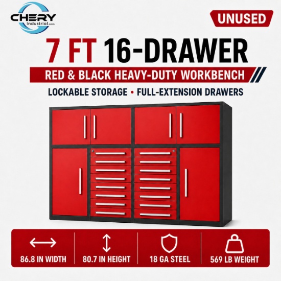 Unused Work Bench 7FT-16D. Red
