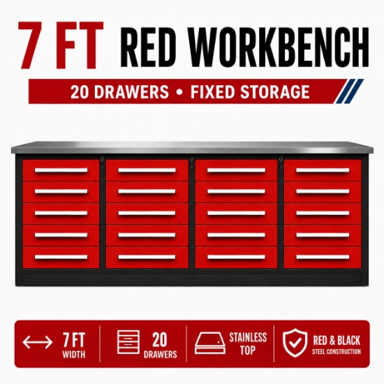 Unused Work Bench 7FT-20D Red