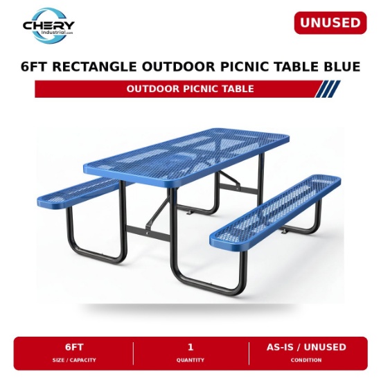 Unused 6ft rectangle outdoor picnic table Blue